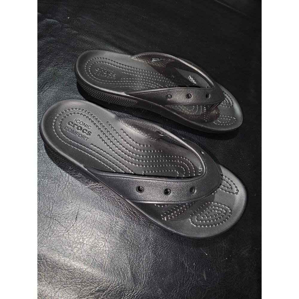 Crocs Black Thong Sandals Womens 5 Mens 3